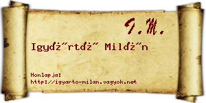 Igyártó Milán névjegykártya