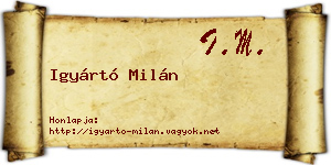Igyártó Milán névjegykártya